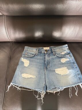 Current/Elliott Light Blue Ripped Denim Cutoff Shorts